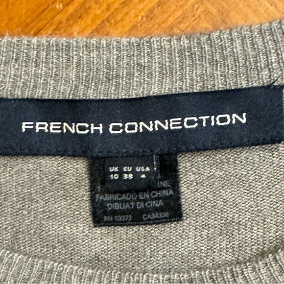 French Connection Gray Sweater Dress Beaded Shoulders Size 6 - Picture 13 of 15